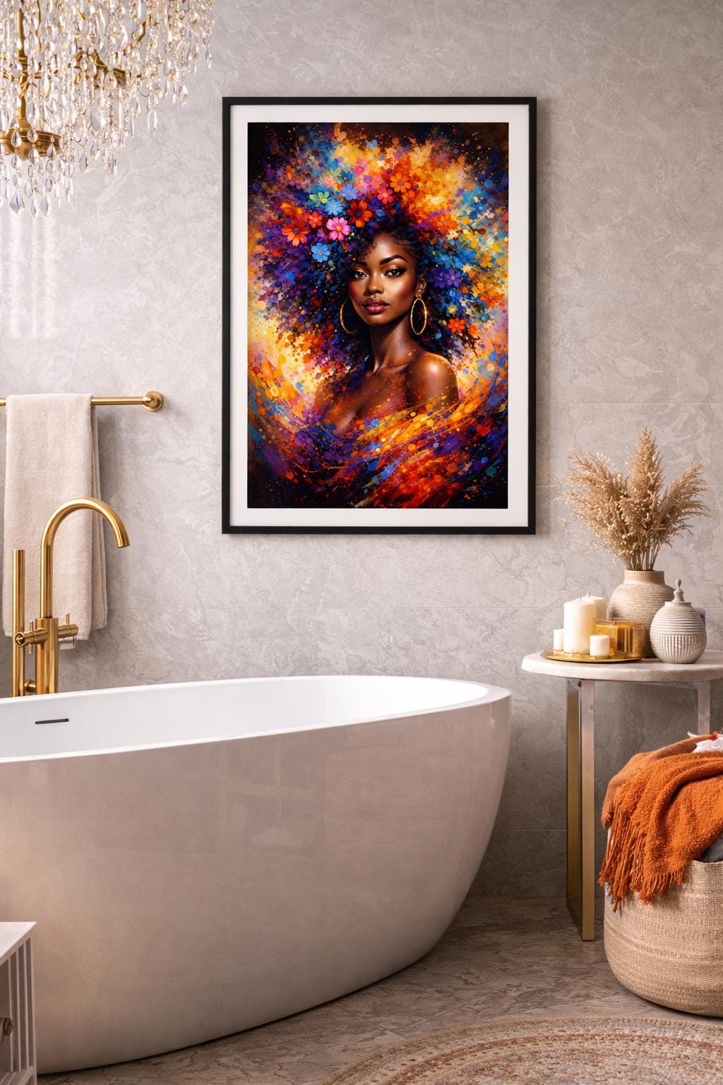 Afro Abstract Woman Art Print – Colorful Black Girl Magic Decor (Digital Download)