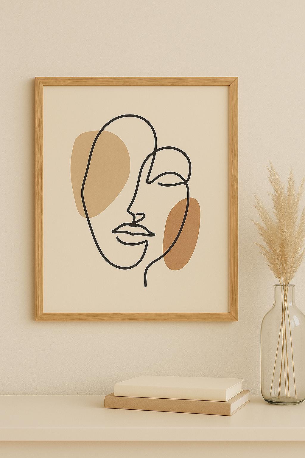 Abstract Face Line Art Print | Minimalist Earthy Decor (Digital Download)