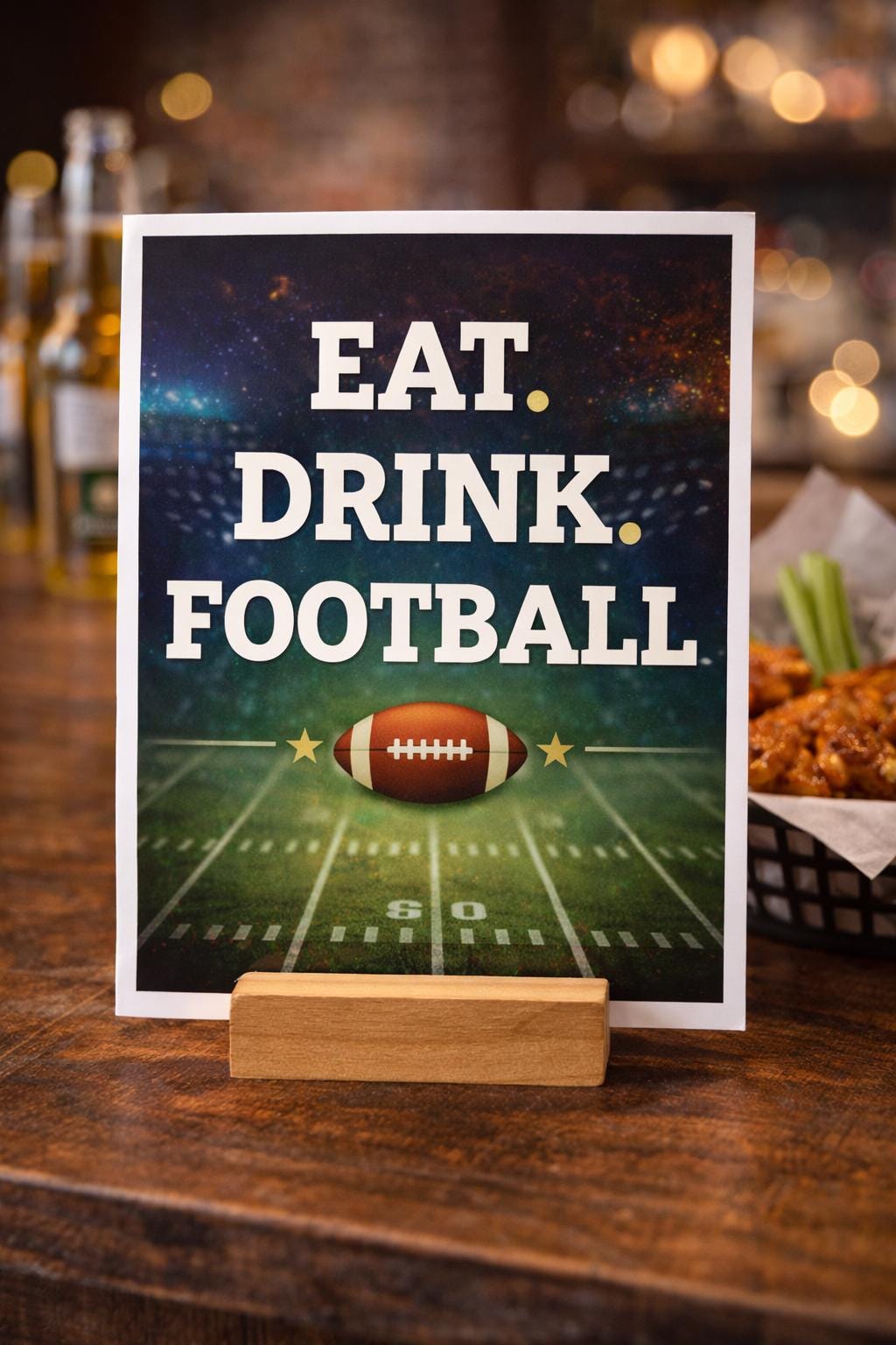 Eat Drink Football Printable Sign, Game Day Party Decor, Super Bowl Wall Art, Football Party Digital Download