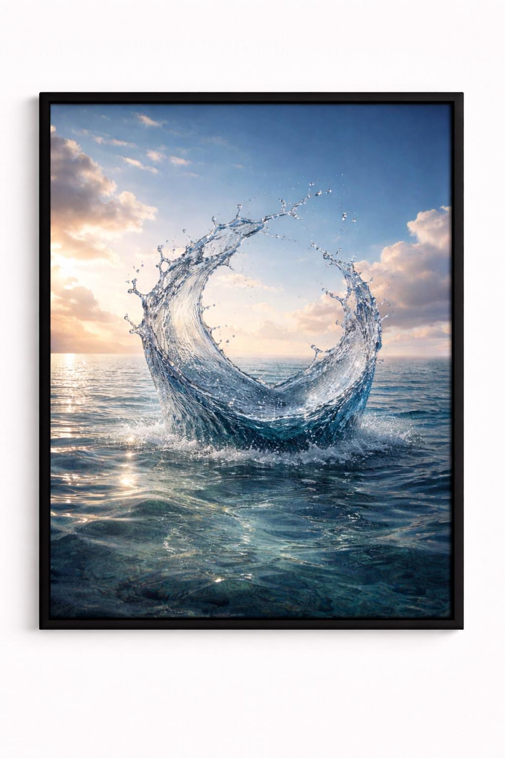 Frozen Water Splash Wall Art, Ocean Wave Freeze Frame, Modern Coastal Photography, Serene Nature Printable Art