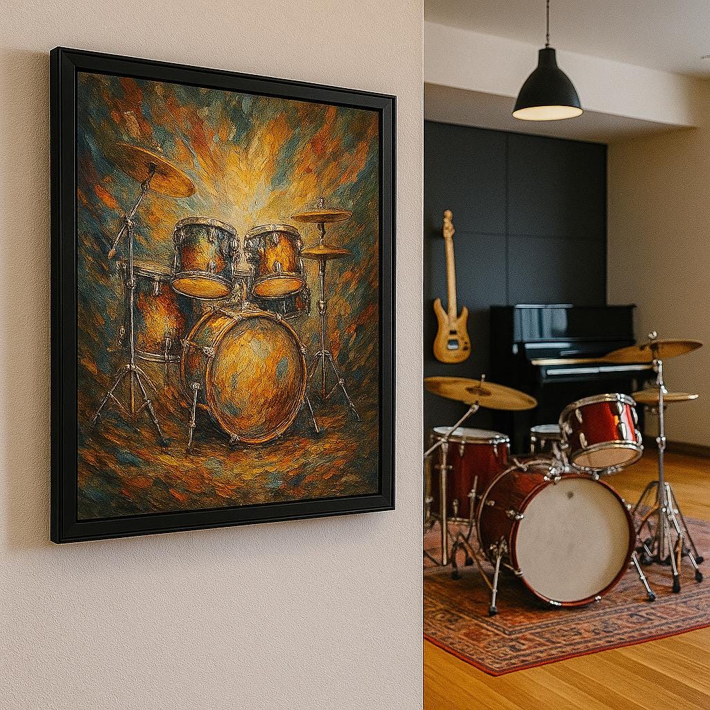 Abstract Drum Painting • Colorful Music Room Art (Printable)