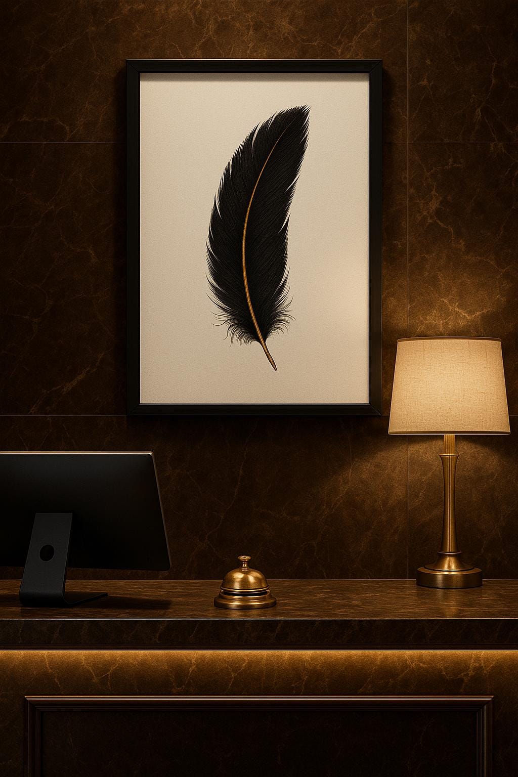 Black Feather Print | Luxury Gold Accent, Minimalist Wall Decor (Digital Download)