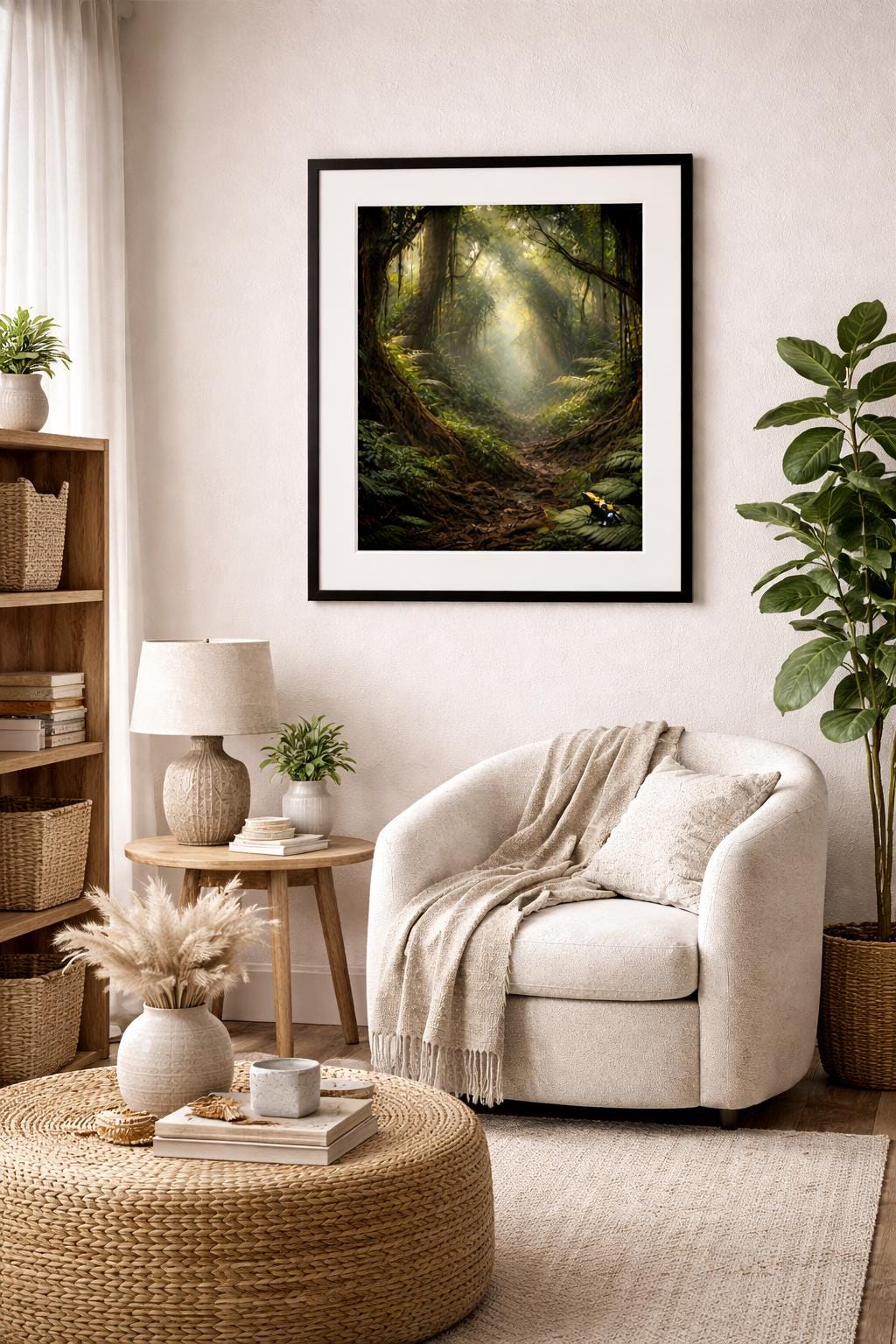 Deep Jungle Wall Art, Surreal Rainforest Artwork, Mystical Jungle Decor, Tropical Nature Printable, Green Forest Art