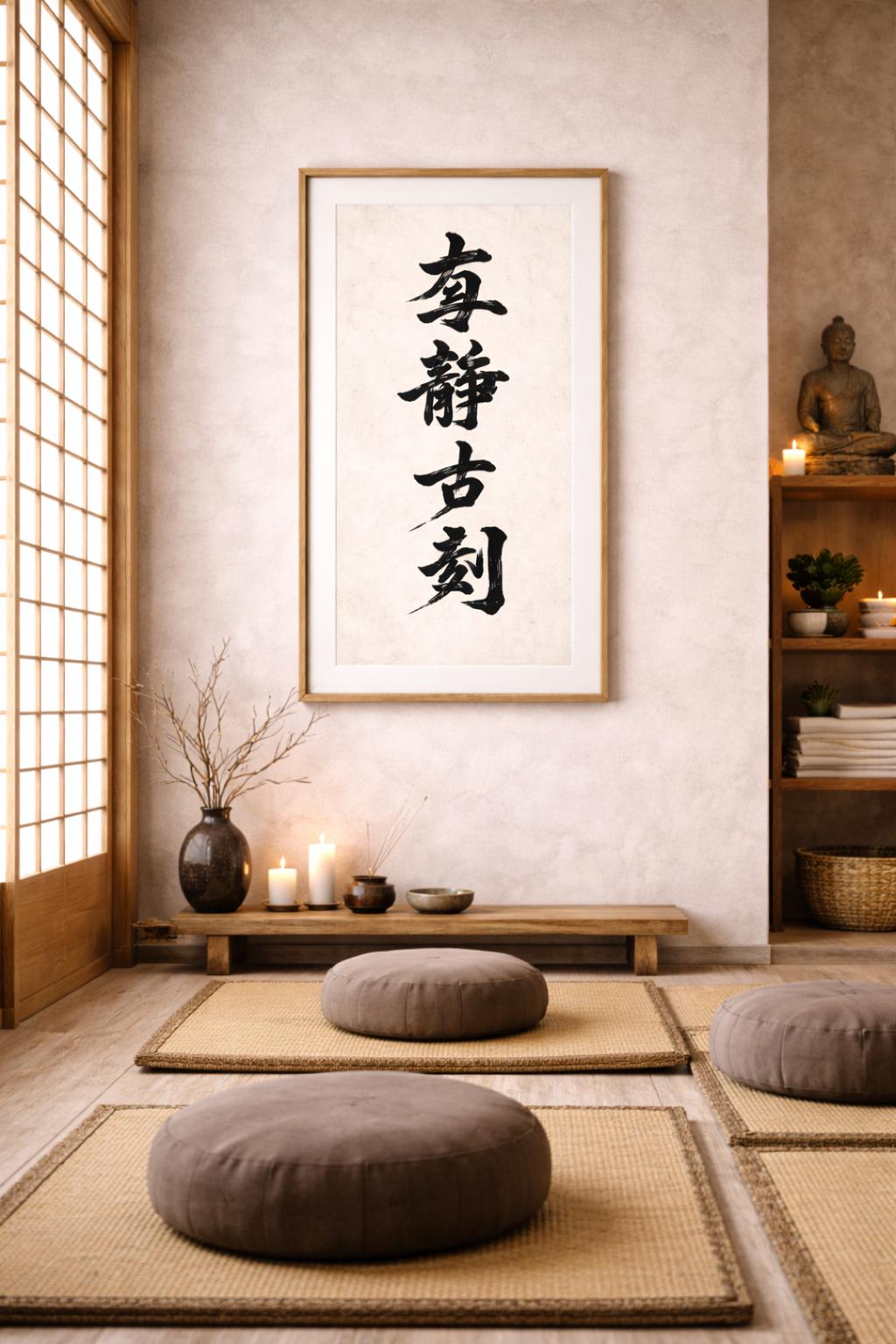 Zen Chinese Calligraphy Art, Vertical Banner, Minimalist Asian Decor (Digital Download)