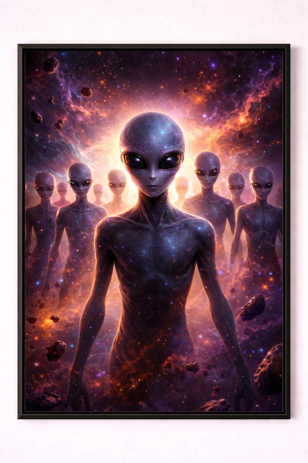 Alien Invasion Wall Art | Sci Fi Alien Group Artwork | Cosmic Space Art Print | Man Cave Garage Decor | Digital Download
