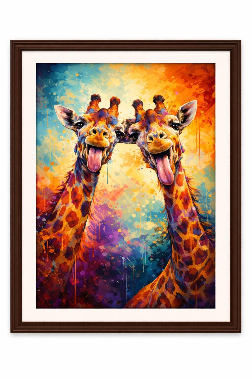 Funny Giraffe Wall Art, Colorful Giraffe Duo Print, Whimsical Animal Artwork, Modern Farmhouse Decor Printable
