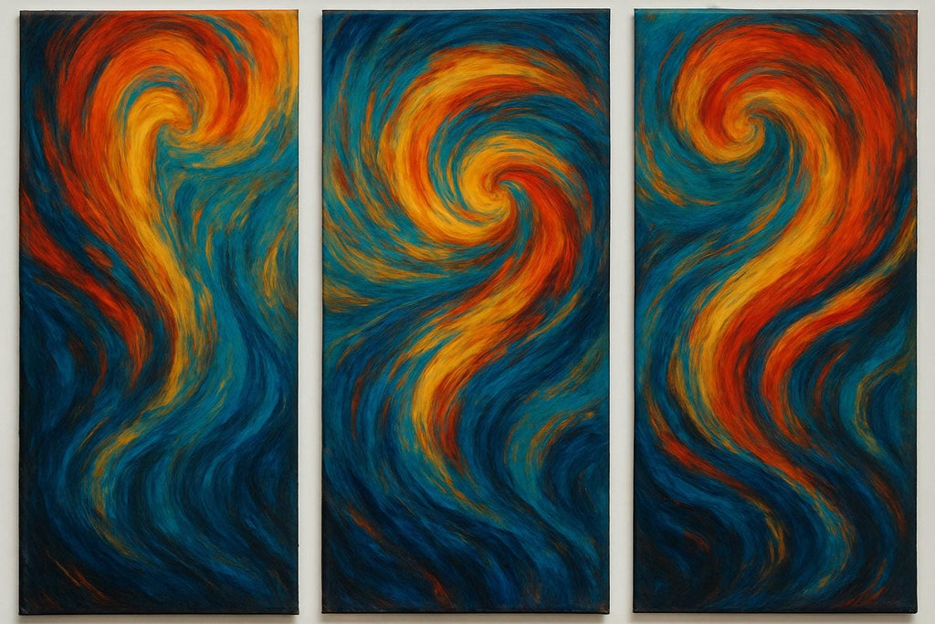 Abstract Triptych Wall Art Set – 3 Piece Swirl Painting | Modern Home Decor | Large Digital Download