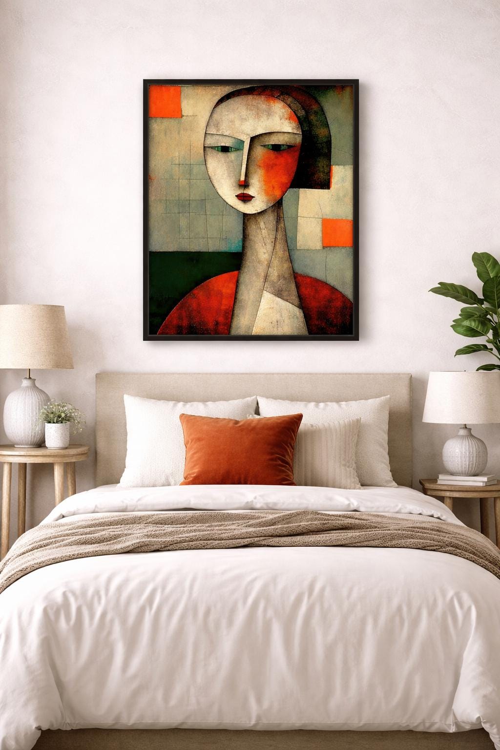 Abstract Cubist Face Wall Art, Modern Portrait Print, Geometric Surreal Art, Contemporary Printable Artwork