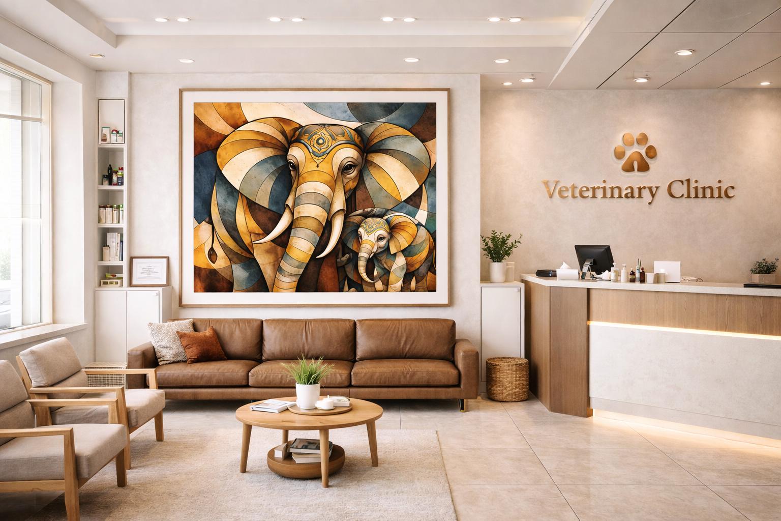 Abstract Cubist Elephants Wall Art Printable, Luxury Elephant Art, Zen Animal Artwork, Modern Geometric Decor