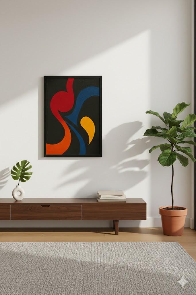 Bold Abstract Wall Art | Black Background Modern Art | Colorful Statement Printable Decor