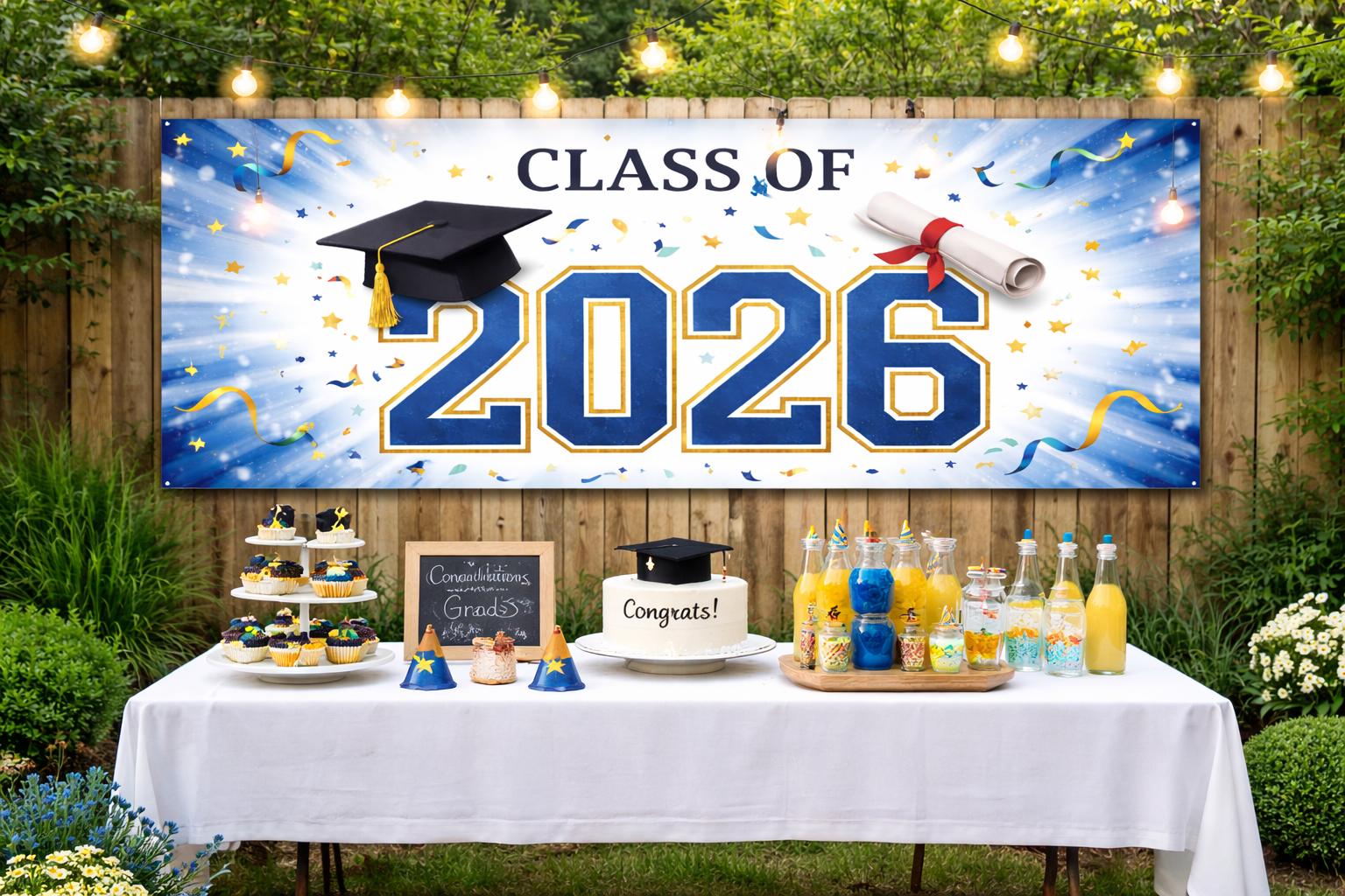 Graduation 2026 Banner Printable, Class of 2026 Graduation Party Banner, Congrats Grad Decor, Instant Download