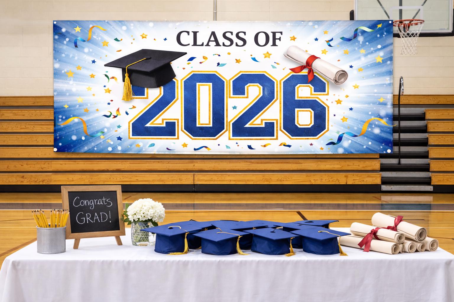 Graduation 2026 Banner Printable, Class of 2026 Graduation Party Banner, Congrats Grad Decor, Instant Download