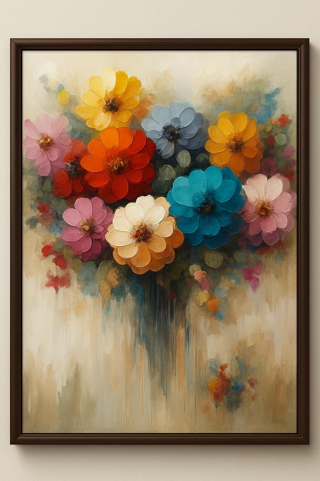 Impasto Flower Painting Print | Colorful Floral Bouquet (Digital Download)