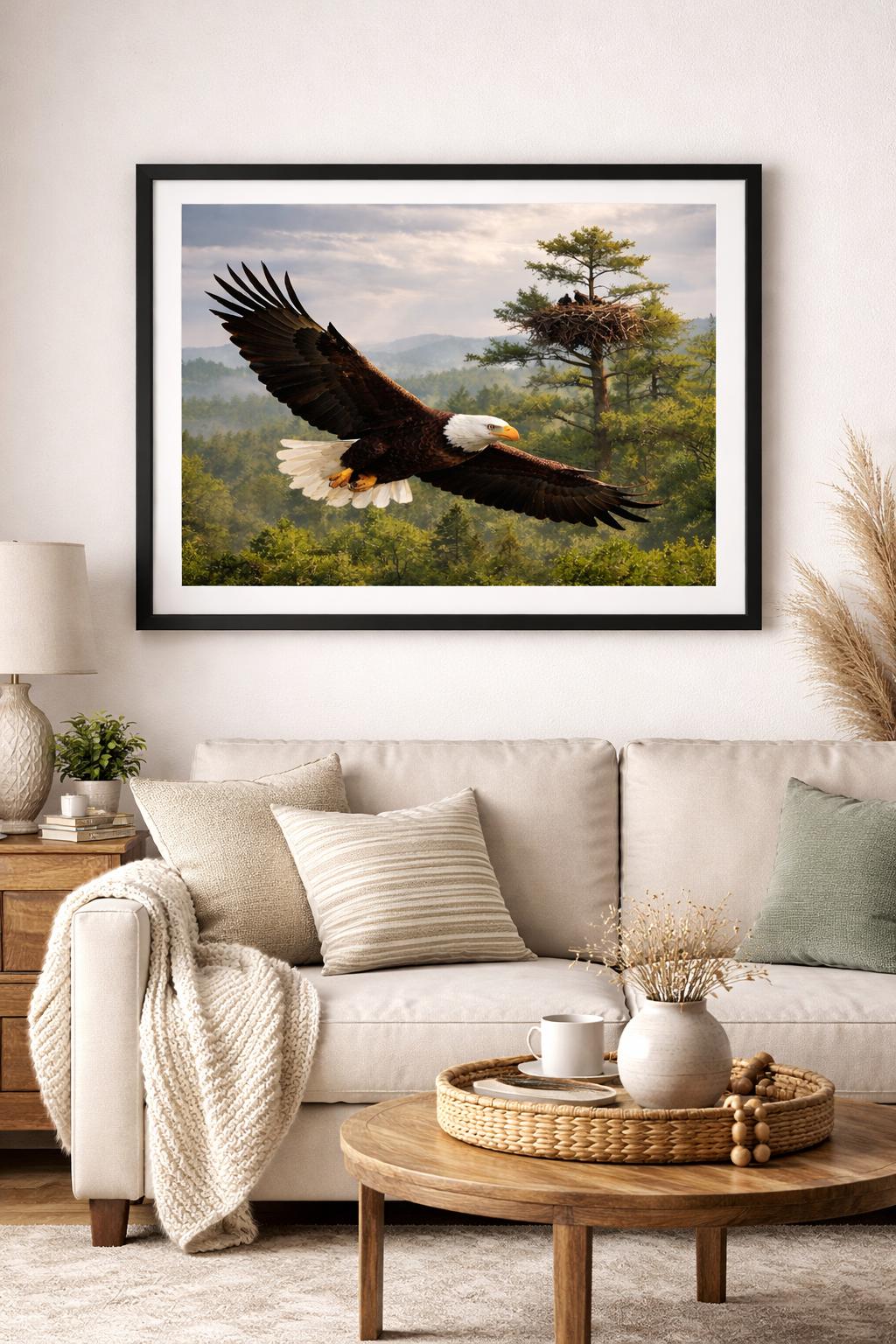 Bald Eagle Flying Wall Art, Eagle in Flight Wildlife Art, Realistic Bird Wall Decor, Nature Printable Digital Download