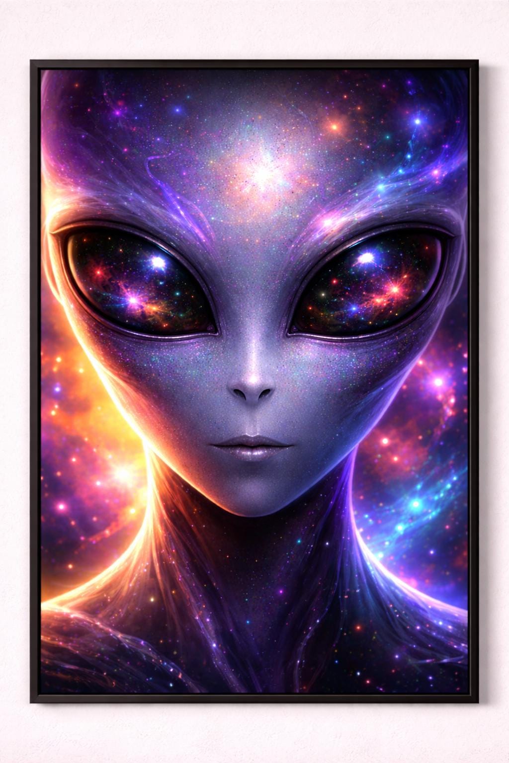 Abstract Alien Wall Art | Sci Fi Alien Face Artwork | Cosmic Space Art Print | Man Cave Garage Decor | Digital Download