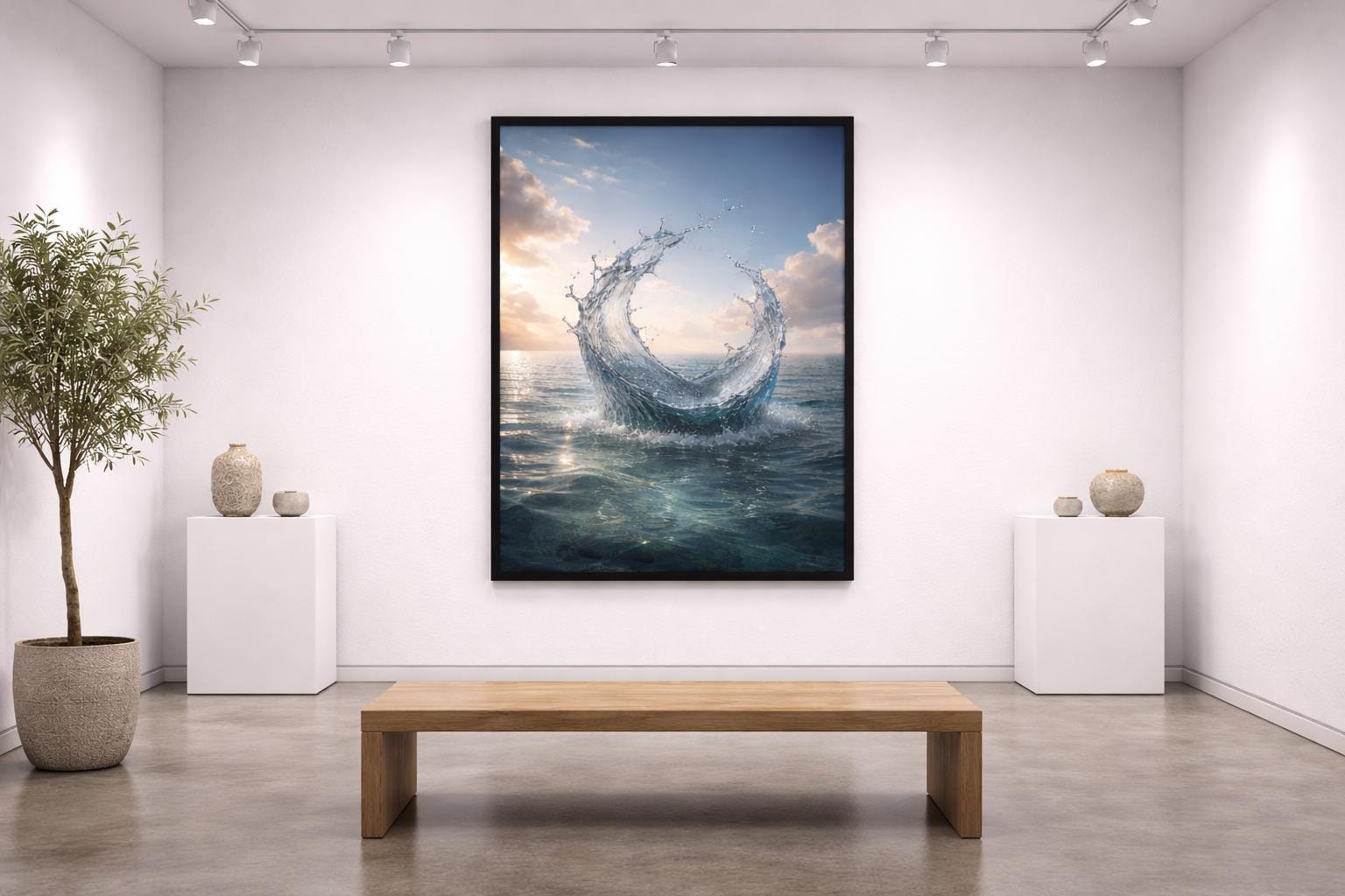 Frozen Water Splash Wall Art, Ocean Wave Freeze Frame, Modern Coastal Photography, Serene Nature Printable Art