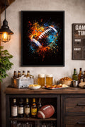Abstract Football Wall Art, Game Day Paint Splatter Print, Modern Sports Decor, Super Bowl Party Digital Art