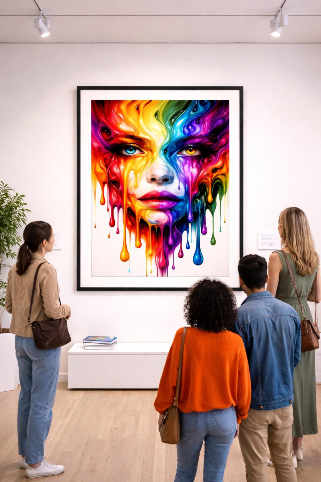 Abstract Melted Face Pride Wall Art, Rainbow Drip Portrait, LGBTQ Modern Art Print, Colorful Surreal Face Artwork