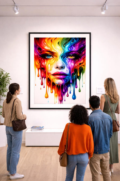 Abstract Melted Face Pride Wall Art, Rainbow Drip Portrait, LGBTQ Modern Art Print, Colorful Surreal Face Artwork
